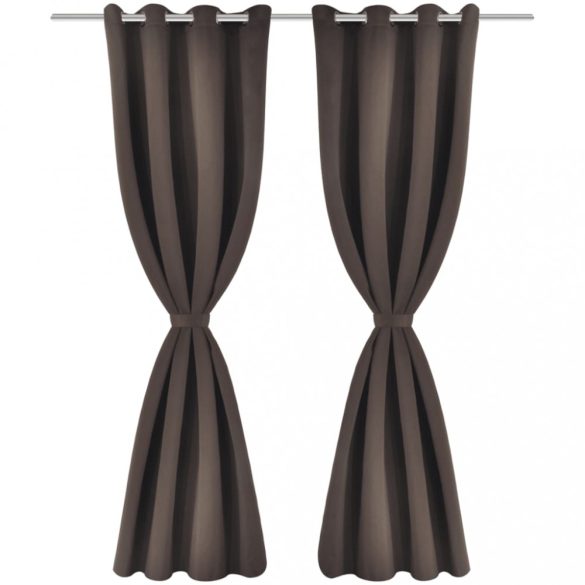 2 db barna sötétítőfüggöny fém fűzőlyukakkal 135 x 175 cm