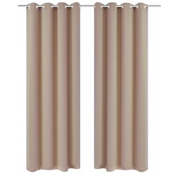   2 db krémszínű sötétítőfüggöny fém fűzőlyukakkal 135 x 175 cm