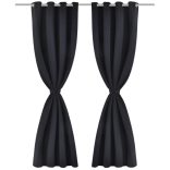 fekete sötétítőfüggöny fém fűzőlyukakkal 270 x 245 cm