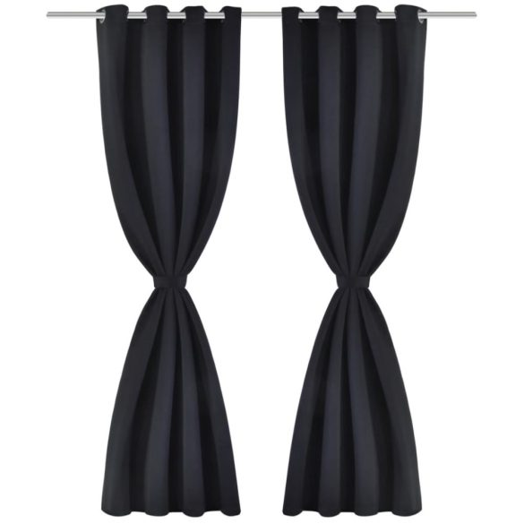 fekete sötétítőfüggöny fém fűzőlyukakkal 270 x 245 cm