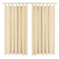 2 db bézs mikroszatén függöny karikákkal 140 x 245 cm