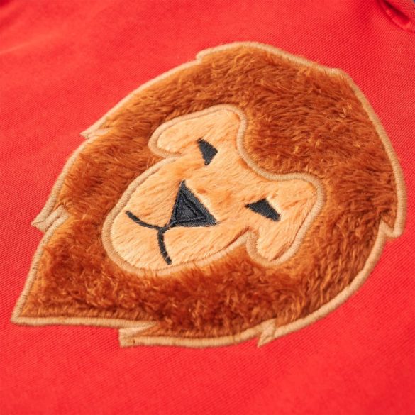 Piros kapucnis gyerekpulóver 116