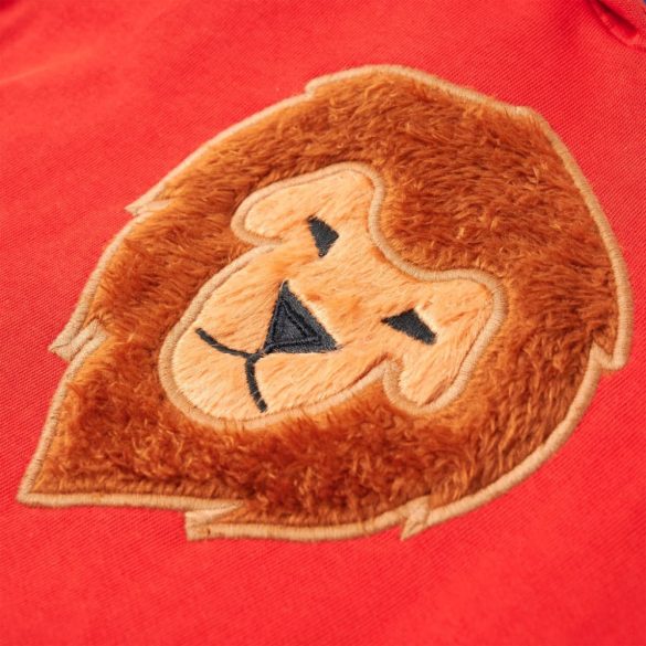 Piros kapucnis gyerekpulóver 128