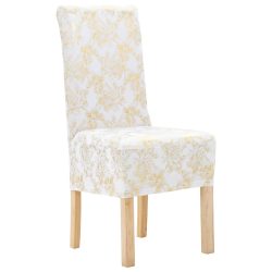   6 darab fehér szabott sztreccs székszoknya aranyszínű mintával