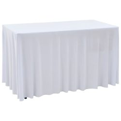 2 darab fehér sztreccs asztalszoknya 120 x 60,5 x 74 cm