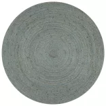 olívazöld kézzel font kör alakú jutaszőnyeg 150 cm