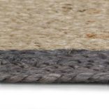 sötétszürke szélű kézzel font jutaszőnyeg 120 cm