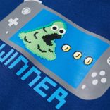 Sötétkék kapucnis gyerekpulóver 128