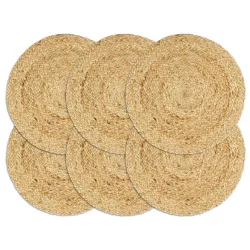6 db sima természetes színű kerek jutaalátét 38 cm
