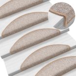 15 db világosbarna félkör alakú lépcsőszőnyeg 56 x 17 x 3 cm