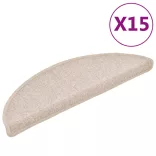15 db lépcsőszőnyeg 56 x 17 x 3 cm bézs félkör alakú