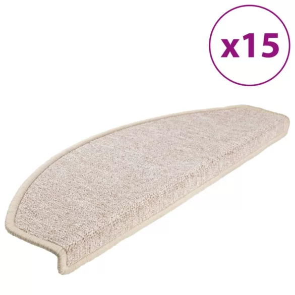 15 db lépcsőszőnyeg 65 x 24 x 4 cm bézs félkör alakú, nagy