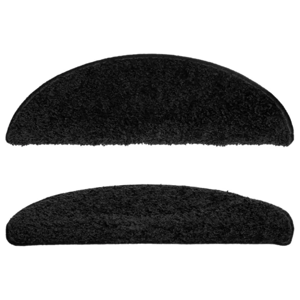 15 db fekete, félkör alakú lépcsőszőnyeg 56 x 17 x 3 cm