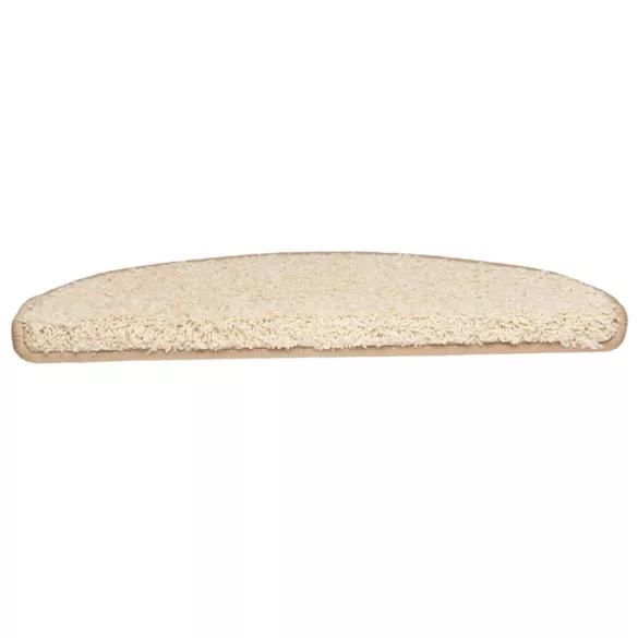 15 db krémszínű, félkör alakú lépcsőszőnyegek, nagy méretben, 65 x 21 x 4 cm