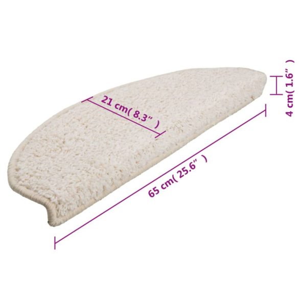 15 db fehér, félkör alakú lépcsőszőnyeg 65 x 21 x 4 cm, nagy