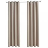 2 db bézs sötétítőfüggöny fémgyűrűkkel 140 x 225 cm