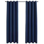 2 db kék sötétítőfüggöny fémgyűrűkkel 140 x 245 cm