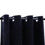 fekete bársony sötétítőfüggöny fémkarikákkal 290 x 245 cm