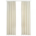 2 db krémszínű bársony sötétítőfüggöny kampókkal 140 x 175 cm