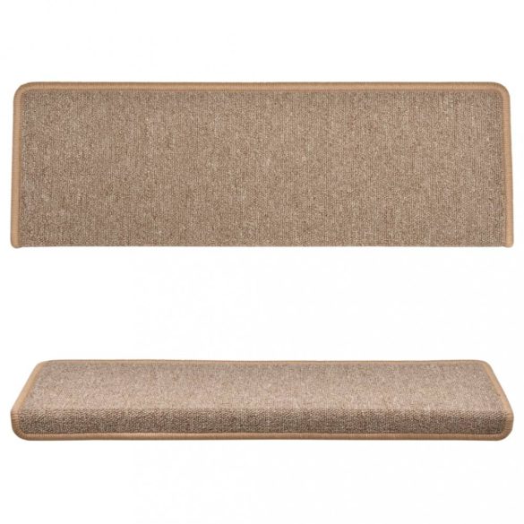 15 db világosbarna, téglalap alakú szélű lépcsőszőnyeg 65 x 21 x 4 cm