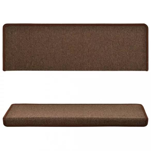 15 db lépcsőszőnyeg, barna, téglalap alakú széllel, 65 x 21 x 4 cm