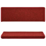15 db lépcsőszőnyeg 65 x 21 x 4 cm piros téglalap alakú széllel