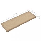 15 db lépcsőszőnyeg 65 x 21 x 4 cm bézs téglalap alakú széllel