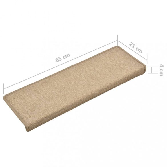 15 db lépcsőszőnyeg 65 x 21 x 4 cm bézs téglalap alakú széllel
