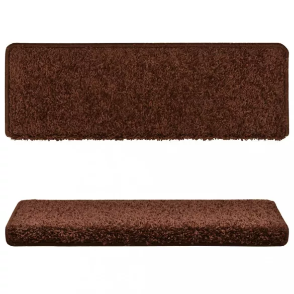 15 db lépcsőszőnyeg, barna, téglalap alakú széllel, 65 x 21 x 4 cm