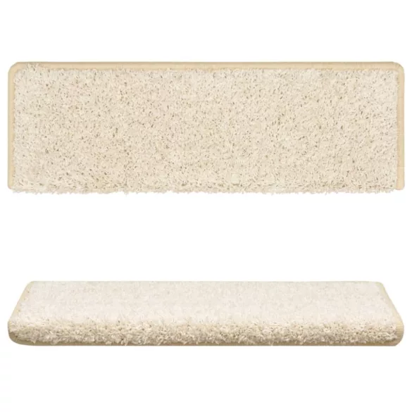 15 db fehér lépcsőszőnyeg, téglalap alakú széllel, 65 x 21 x 4 cm