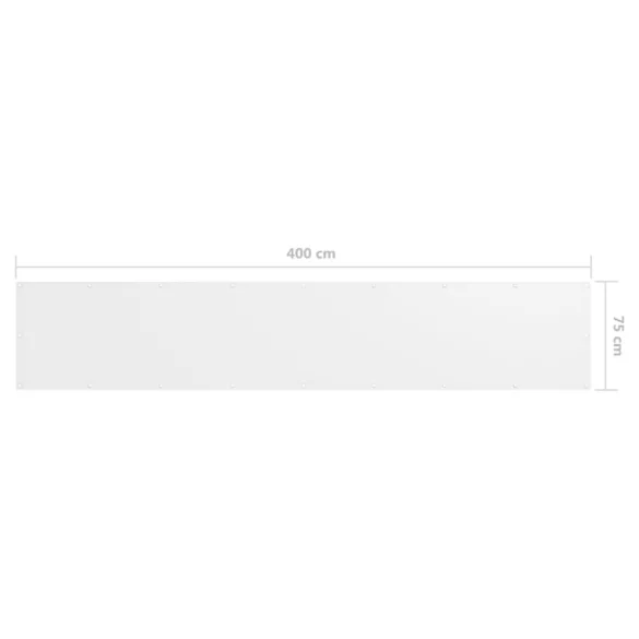 fehér oxford-szövet erkélyparaván 75 x 400 cm