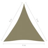 bézs háromszög alakú oxford-szövet napvitorla 4 x 5 x 5 m