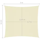 krémszínű téglalap alakú oxford-szövet napvitorla 2,5 x 3 m