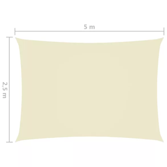 krémszínű téglalap alakú oxford-szövet napvitorla 2,5 x 5 m
