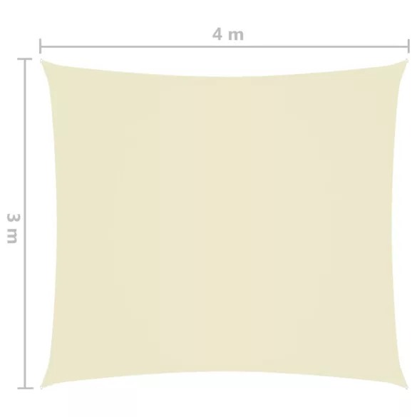 krémszínű téglalap alakú oxford-szövet napvitorla 3 x 4 m