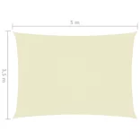 krémszínű téglalap alakú oxford-szövet napvitorla 3,5 x 5 m