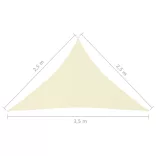 krémszínű háromszögű oxford-szövet napvitorla 2,5 x 2,5 x 3,5 m