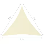 krémszínű háromszögű oxford-szövet napvitorla 3 x 3 x 3 m