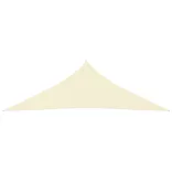 krémszínű háromszögű oxford-szövet napvitorla 3 x 3 x 4,24 m