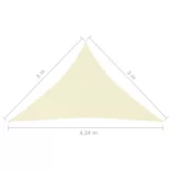 krémszínű háromszögű oxford-szövet napvitorla 3 x 3 x 4,24 m