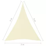 krémszínű háromszögű oxford-szövet napvitorla 3 x 4 x 4 m