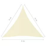 krémszínű háromszögű oxford-szövet napvitorla 4 x 4 x 4 m