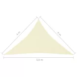 krémszínű háromszög alakú oxford-szövet napvitorla 4x4x5,8 m