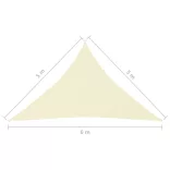 krémszínű háromszögű oxford-szövet napvitorla 5 x 5 x 6 m