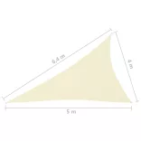 krémszínű háromszögű oxford-szövet napvitorla 4 x 5 x 6,4 m