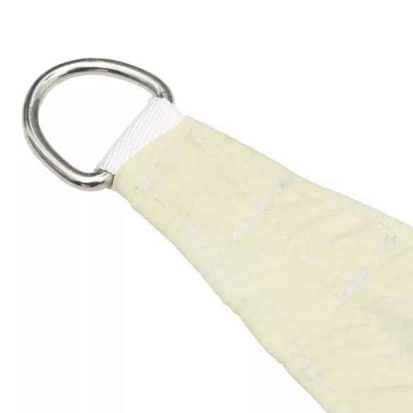 krémszínű háromszög alakú oxford-szövet napvitorla 6 x 6 x 6 m