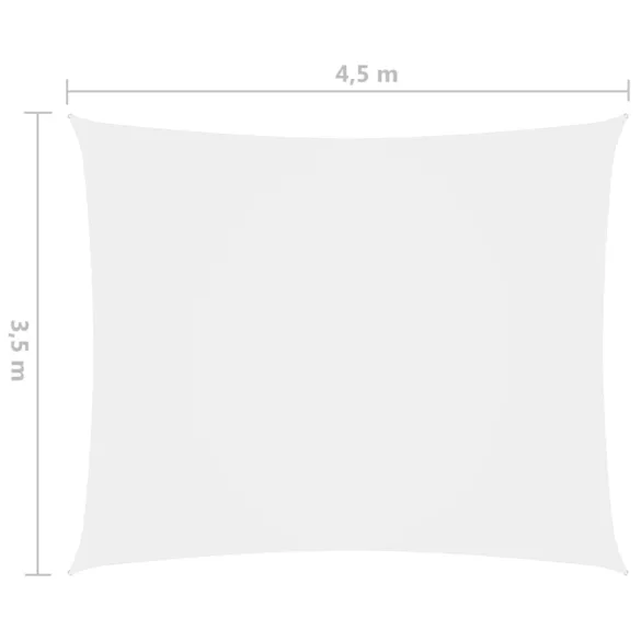 fehér téglalap alakú oxford-szövet napvitorla 3,5 x 4,5 m