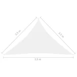 fehér háromszögű oxford-szövet napvitorla 2,5 x 2,5 x 3,5 m