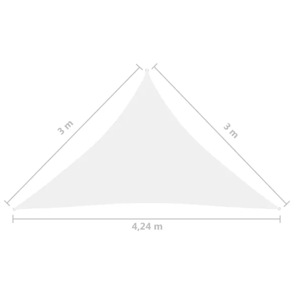 fehér háromszögű oxford-szövet napvitorla 3 x 3 x 4,24 m