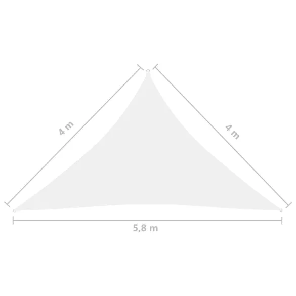 fehér háromszög alakú oxford-szövet napvitorla 4 x 4 x 5,8 m